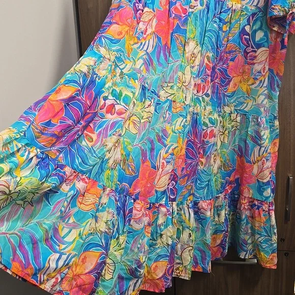 Johnny Was-Helena Tiered Loral Silk Blend WITH TASSELS Maxi Dress-Size '3XL' - Picture 9 of 16